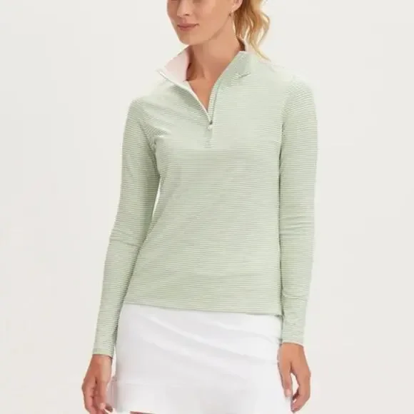 Renwick RNWK Striped 1/4 Zip - Fairway White size xs - Picture 2 of 9